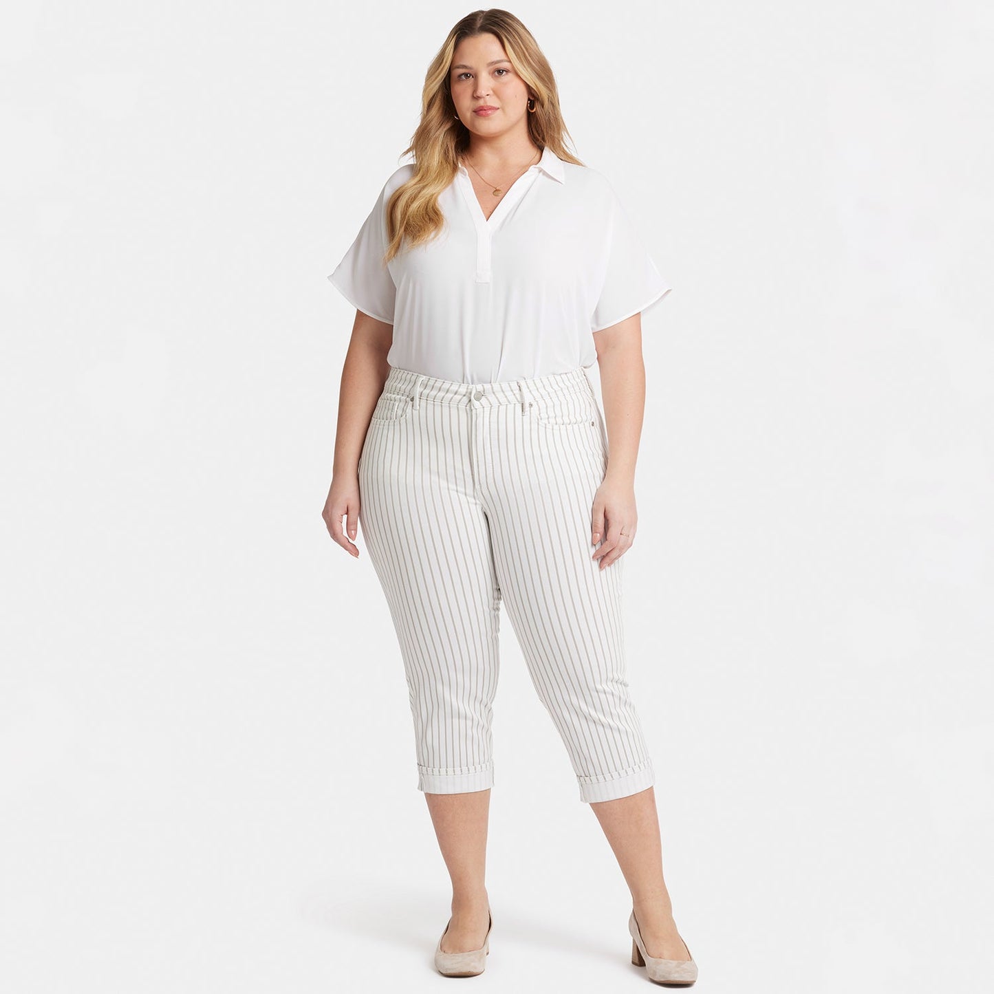 Marilyn Straight Crop Jeans In Plus Size - Beach Cruise Stripe