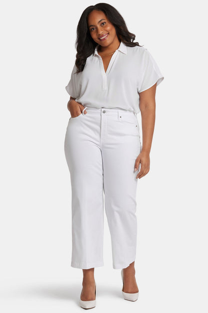 Teresa Wide Leg Ankle Jeans in Plus Size - Optic White