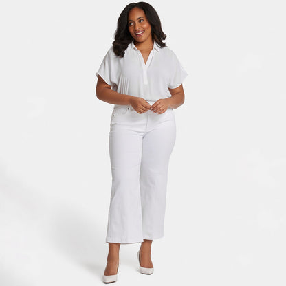 Teresa Wide Leg Ankle Jeans in Plus Size - Optic White