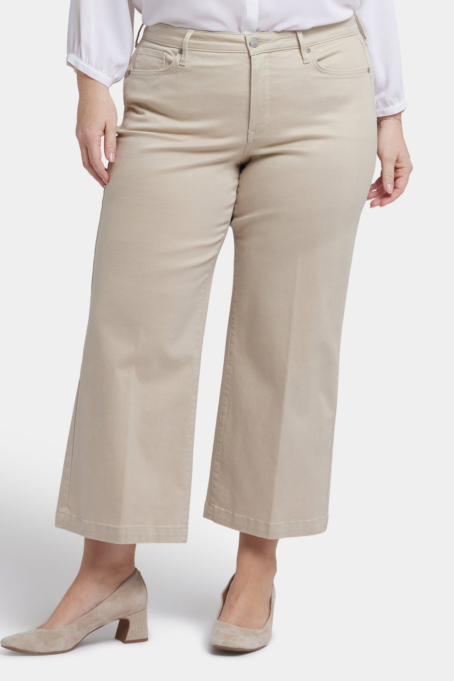 Teresa Wide Leg Ankle Jeans In Plus Size - Feather