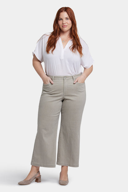 Teresa Wide Leg Ankle Jeans In Plus Size - Hidden Lodge Stripe