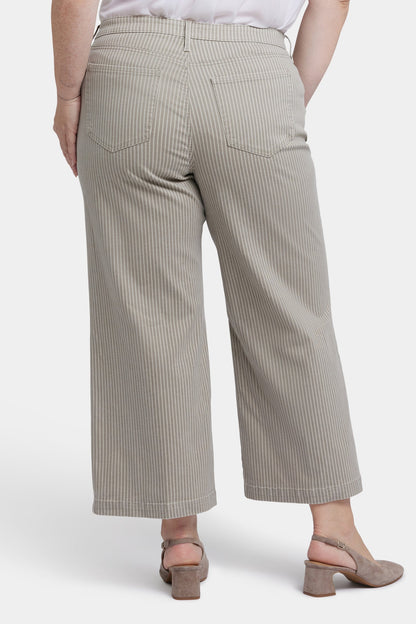 Teresa Wide Leg Ankle Jeans In Plus Size - Hidden Lodge Stripe