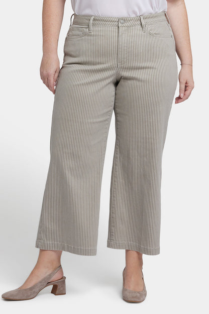 Teresa Wide Leg Ankle Jeans In Plus Size - Hidden Lodge Stripe
