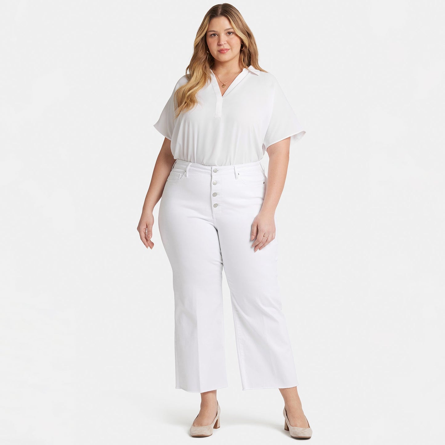 Teresa Wide Leg Ankle Jeans In Plus Size - Optic White
