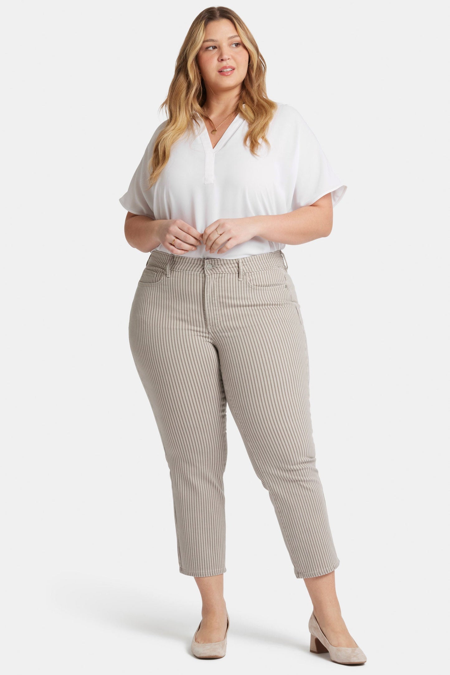 Marilyn Straight Ankle Jeans In Plus Size - Sandbar Stripe