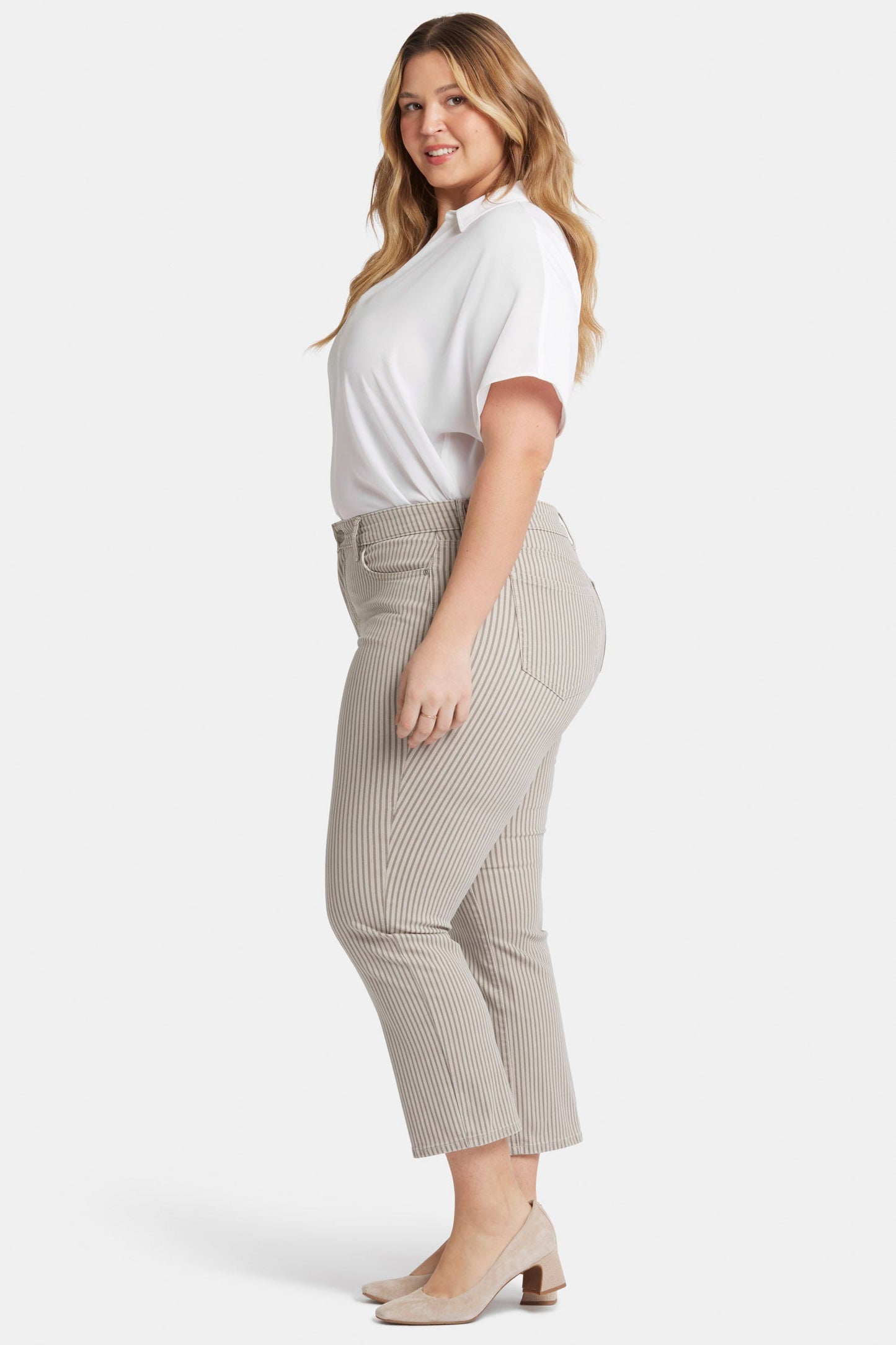 Marilyn Straight Ankle Jeans In Plus Size - Sandbar Stripe