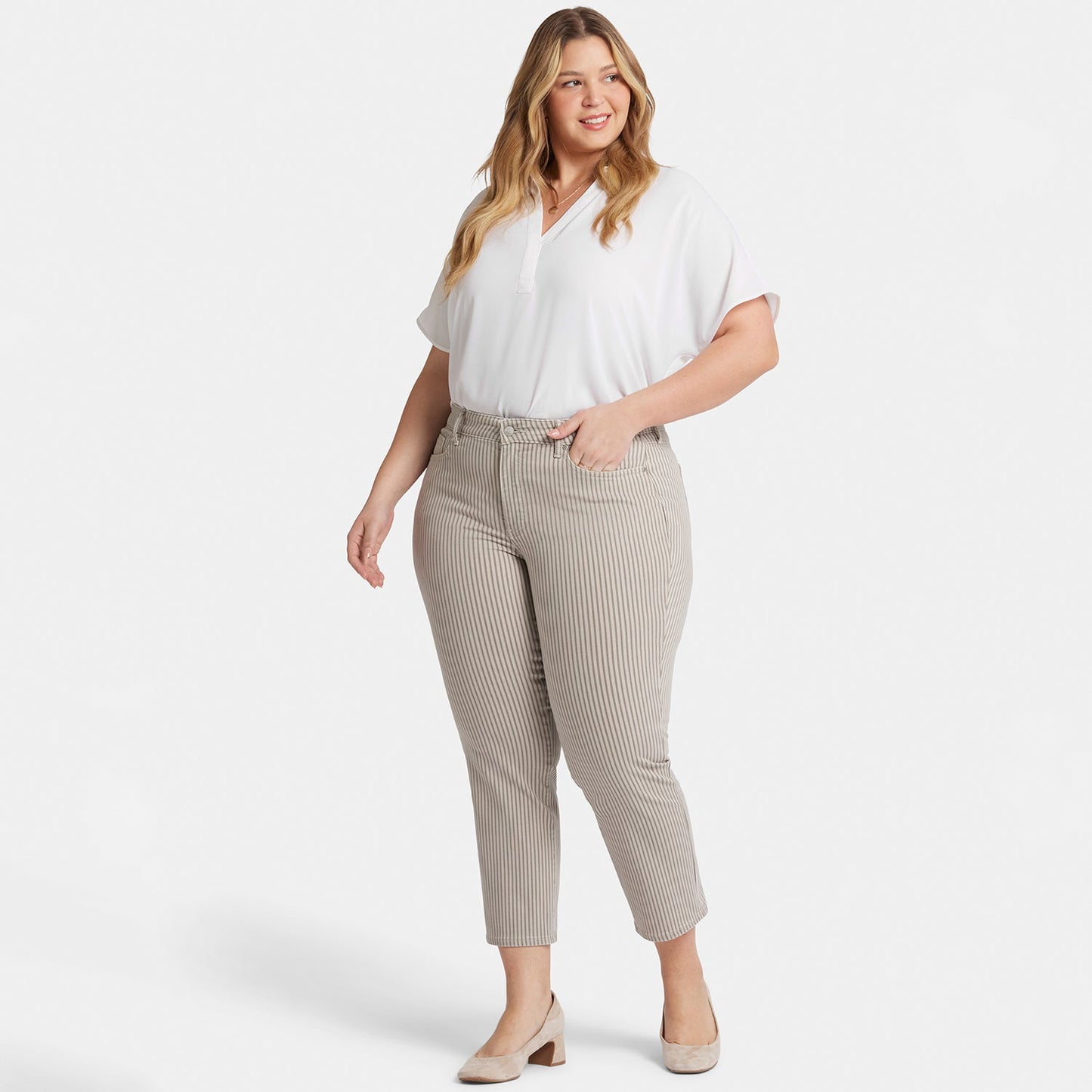 Marilyn Straight Ankle Jeans In Plus Size - Sandbar Stripe