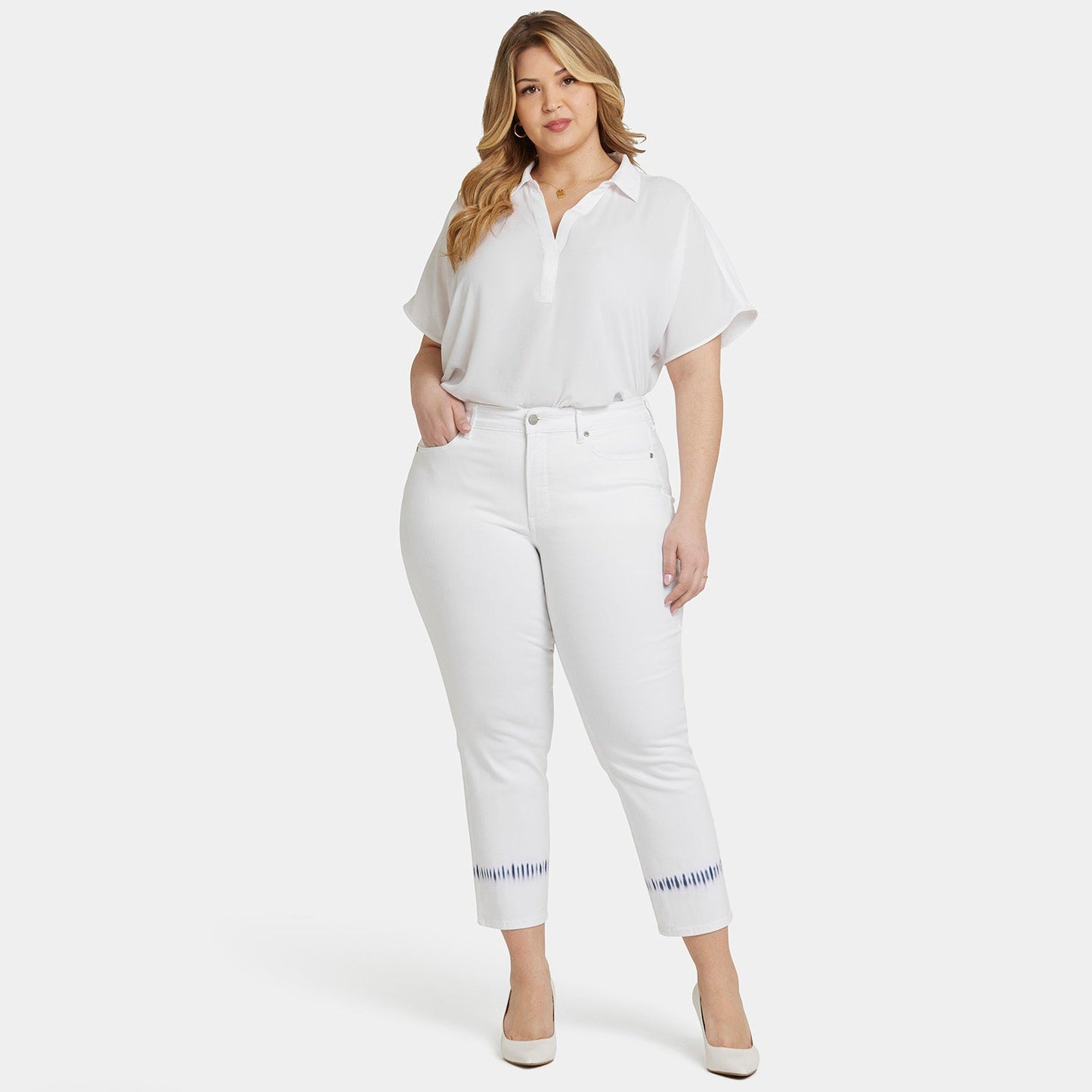 Marilyn Straight Ankle Jeans In Plus Size - Wave Tie Dye