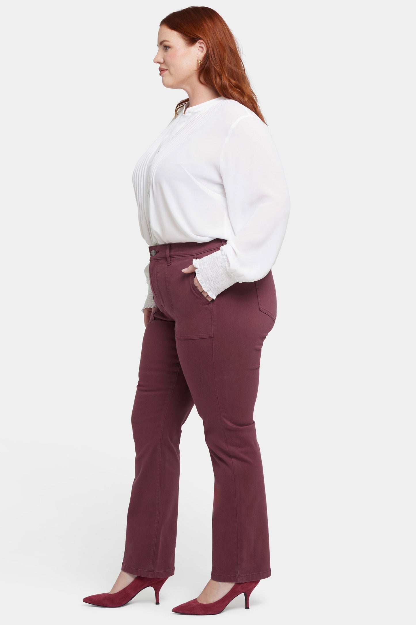 Marilyn Straight Jeans In Plus Size - Dark Cherry