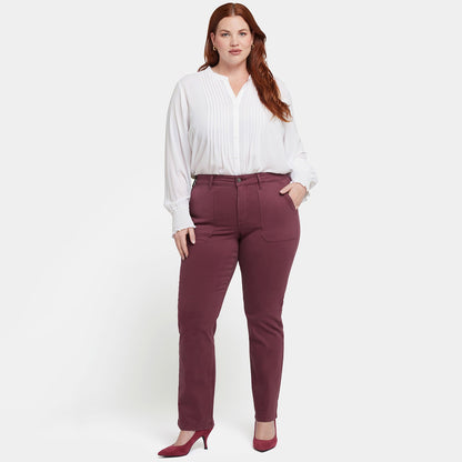 Marilyn Straight Jeans In Plus Size - Dark Cherry