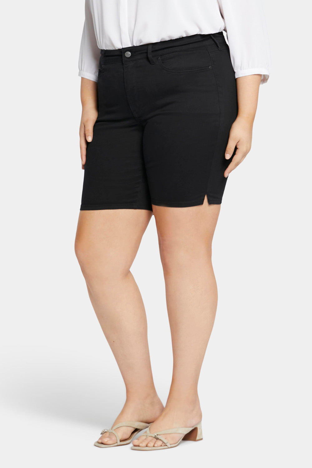 Ella Denim Shorts In Plus Size - Black