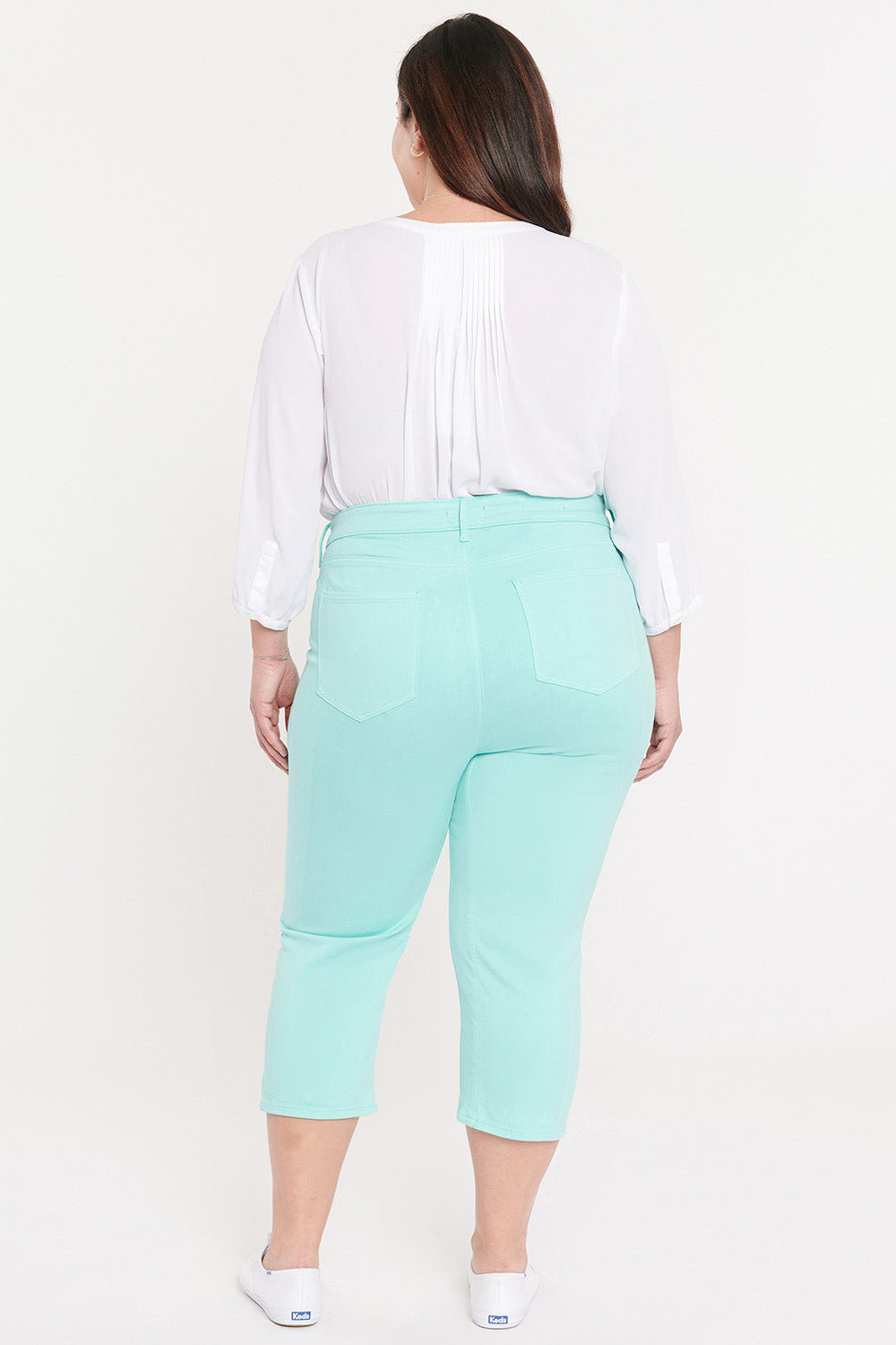 ThighShaper™ Straight Crop Jeans in Plus Size - Topaz Blue