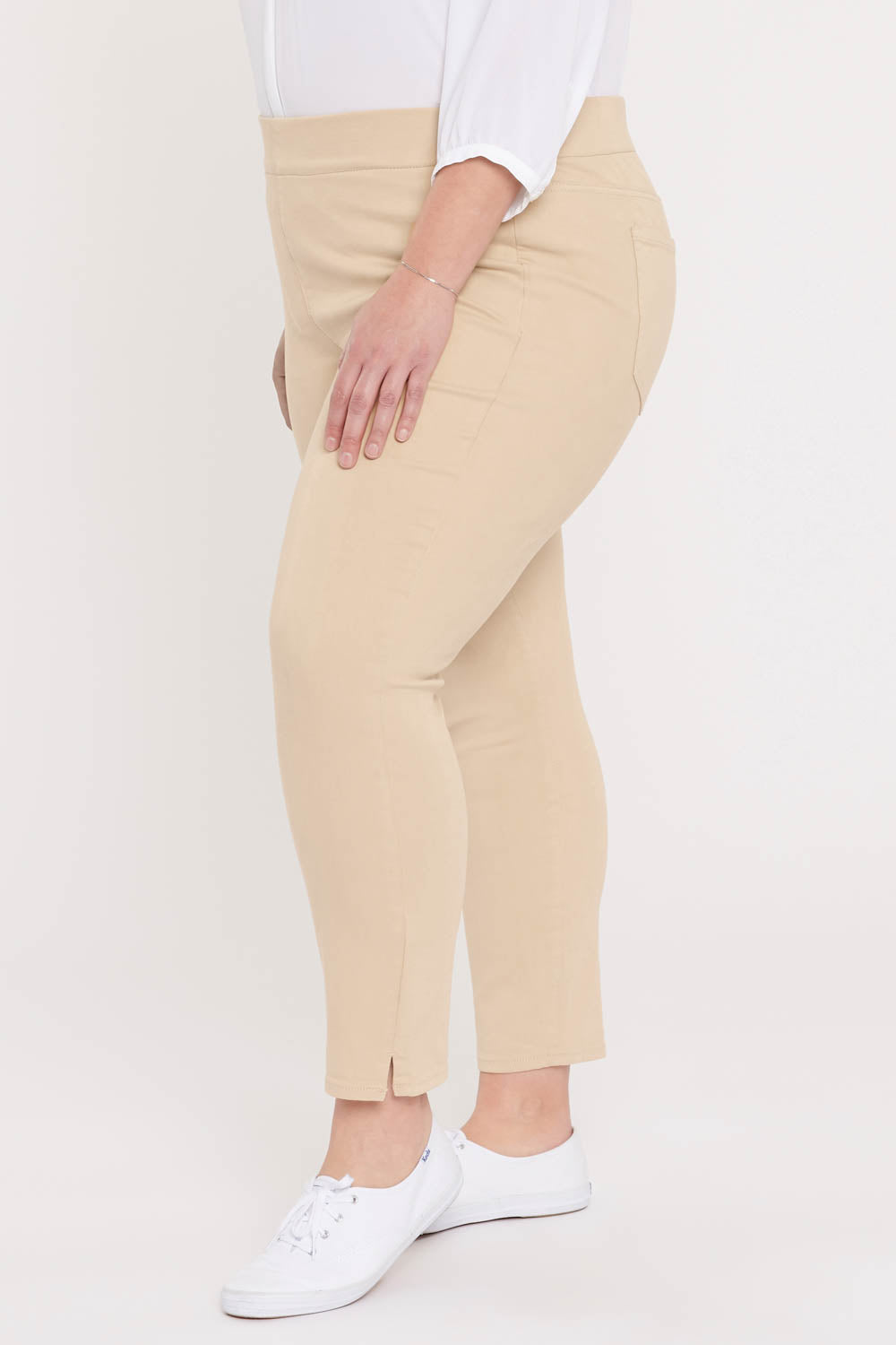 Skinny Ankle Pull-On Jeans In Plus Size - Marisol Warm Sand