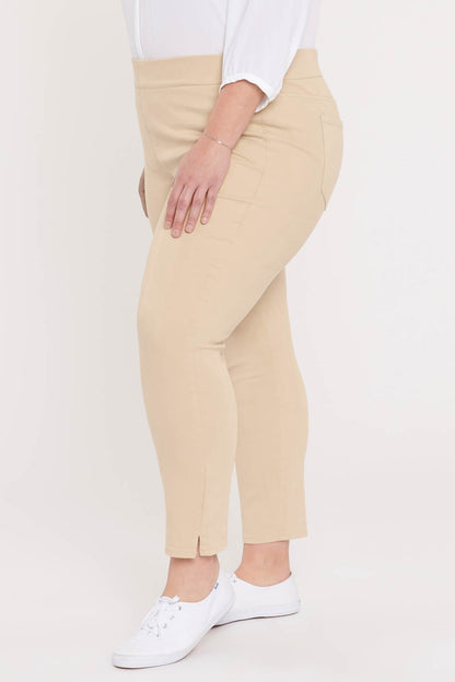 Skinny Ankle Pull-On Jeans In Plus Size - Marisol Warm Sand