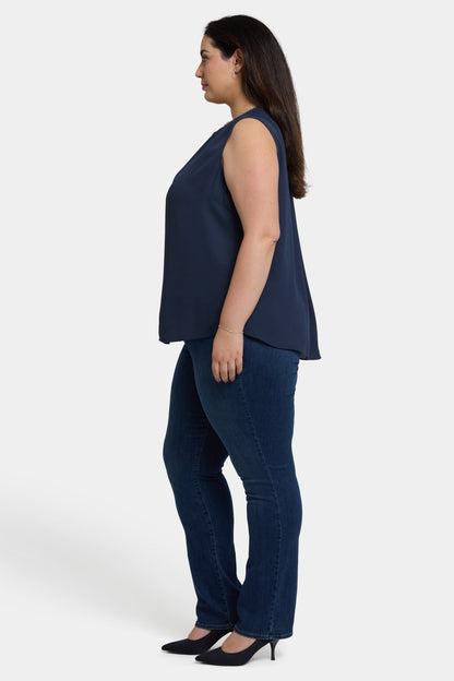 Sleeveless Pintuck Blouse In Plus Size - Oxford Navy
