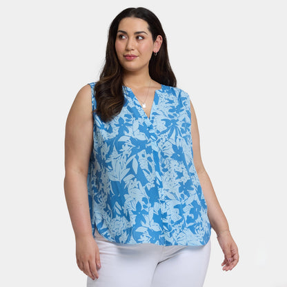 Sleeveless Pintuck Blouse In Plus Size - Bellavista