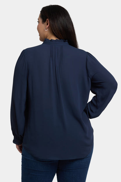 Pleated Front Tunic In Plus Size - Oxford Navy