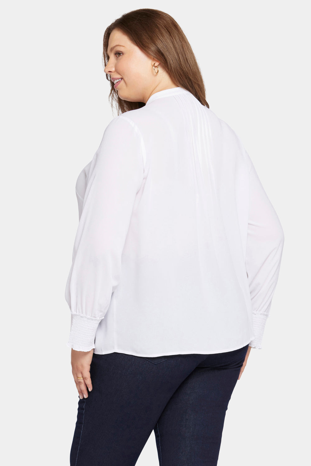 Pleated Peasant Blouse In Plus Size - Optic White