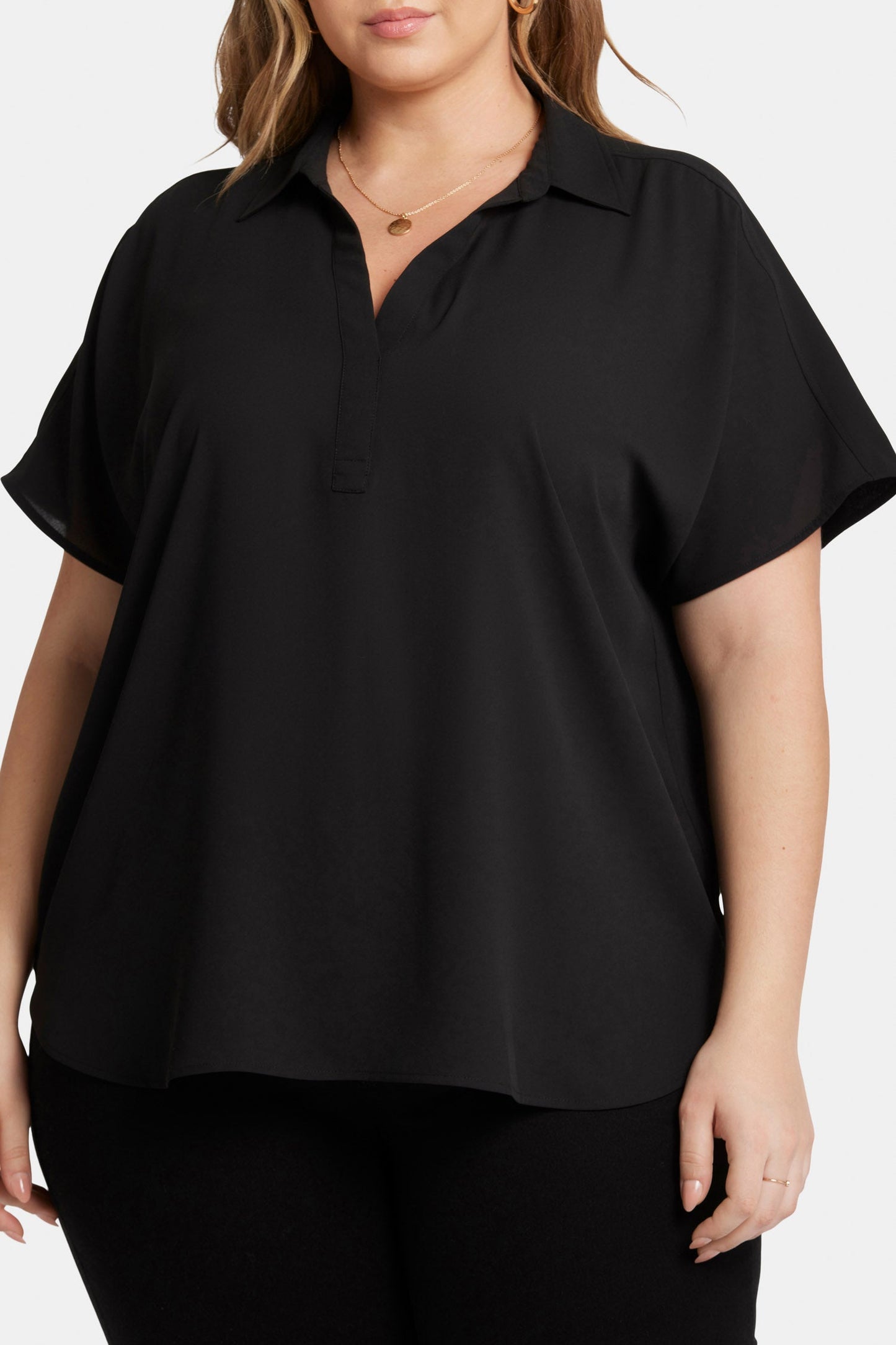 Becky Short Sleeved Blouse In Plus Size - Black