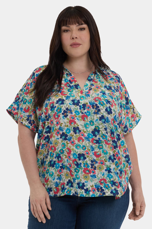 Becky Short Sleeved Blouse In Plus Size - Cala Gracio