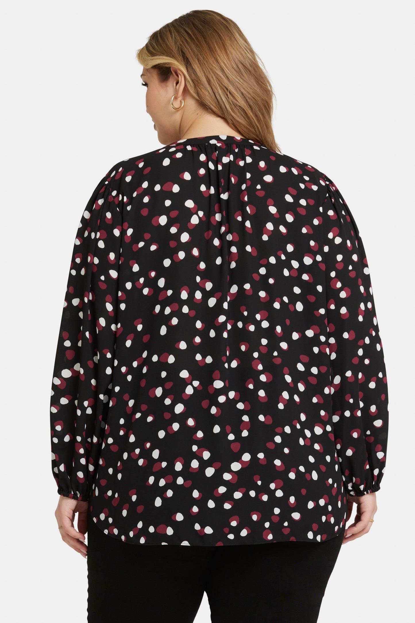 Puff Sleeve Popover Top In Plus Size - Watkins Dot