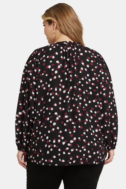 Puff Sleeve Popover Top In Plus Size - Watkins Dot
