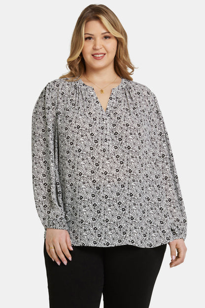 Puff Sleeve Popover Top In Plus Size - Adriana