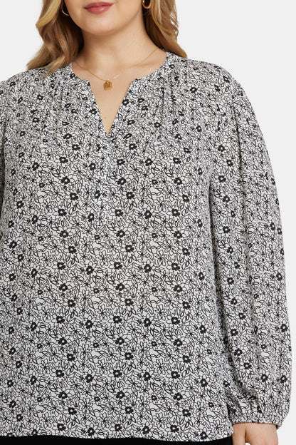 Puff Sleeve Popover Top In Plus Size - Adriana