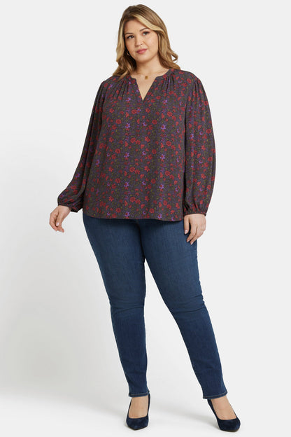 Puff Sleeve Popover Top In Plus Size - Matilde Meadow