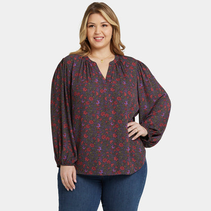 Puff Sleeve Popover Top In Plus Size - Matilde Meadow