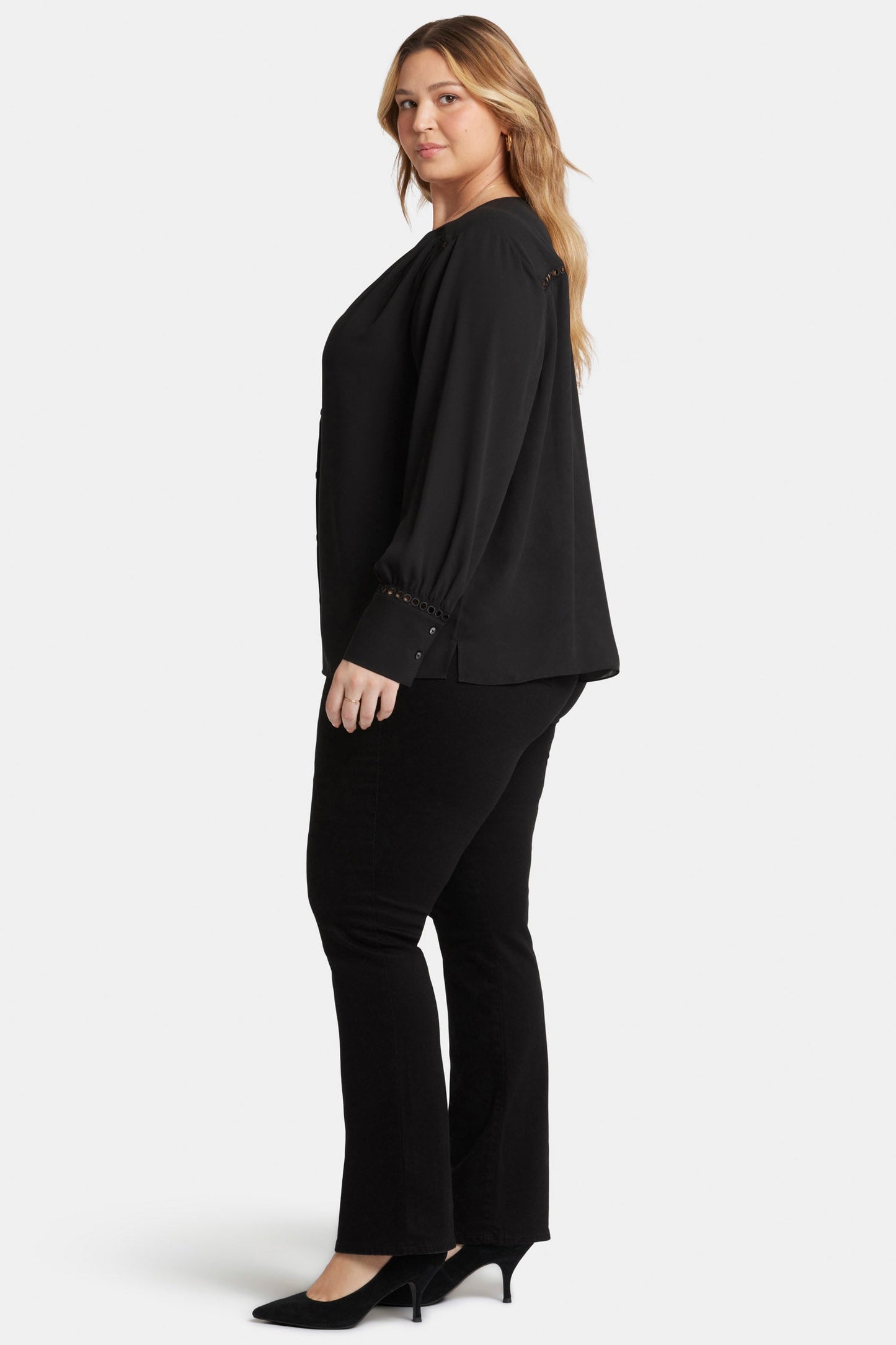 Liliana Peasant Blouse In Plus Size - Black