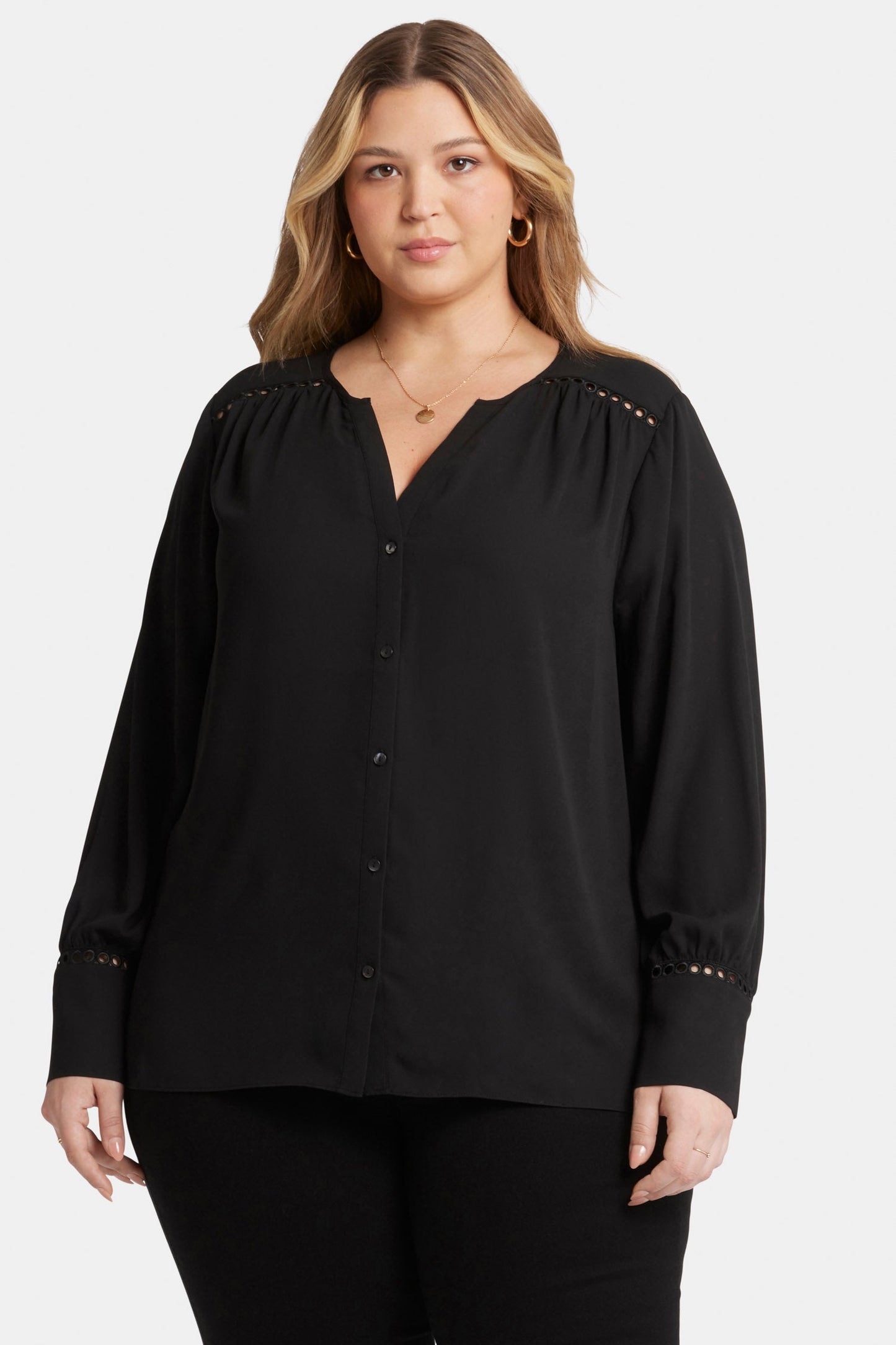 Liliana Peasant Blouse In Plus Size - Black