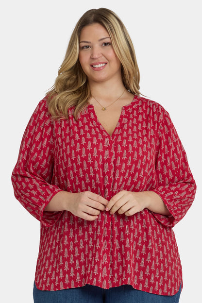 Pintuck Blouse In Plus Size - Jacqueline