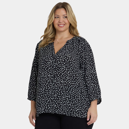 Pintuck Blouse In Plus Size - Francoise Dots
