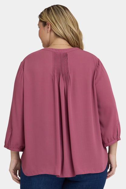 Pintuck Blouse In Plus Size - Vintage Rose