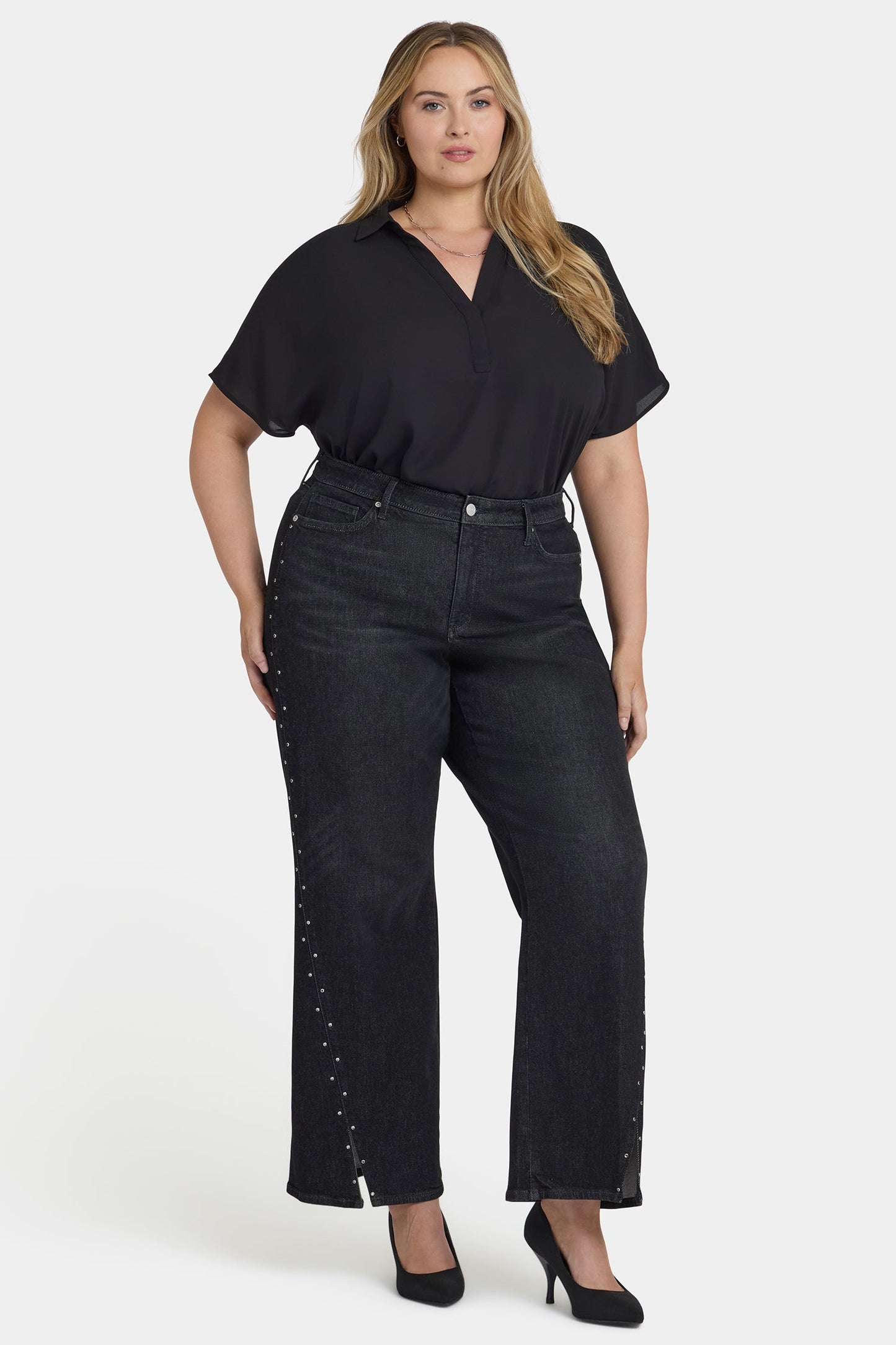 Teresa Wide Leg Jeans In Plus Size - French Nightfall