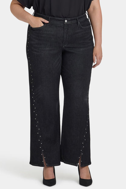 Teresa Wide Leg Jeans In Plus Size - French Nightfall
