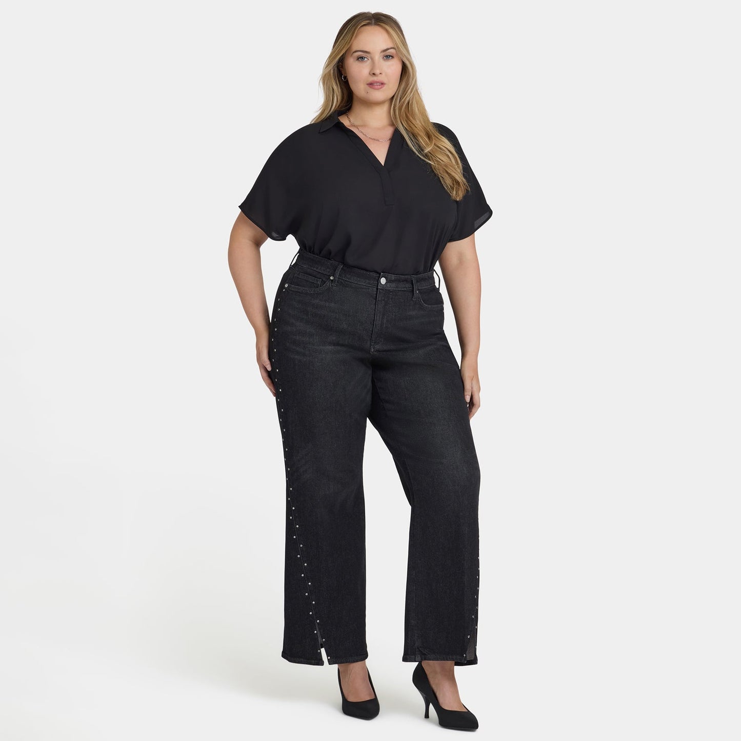 Teresa Wide Leg Jeans In Plus Size - French Nightfall