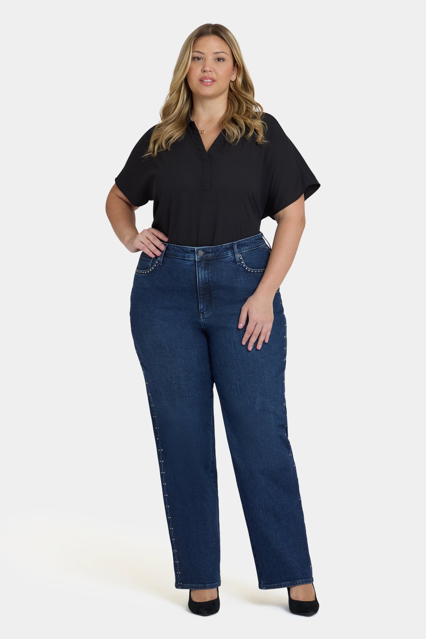 Brooke Loose Straight Jeans In Plus Size - Louvre Sapphire