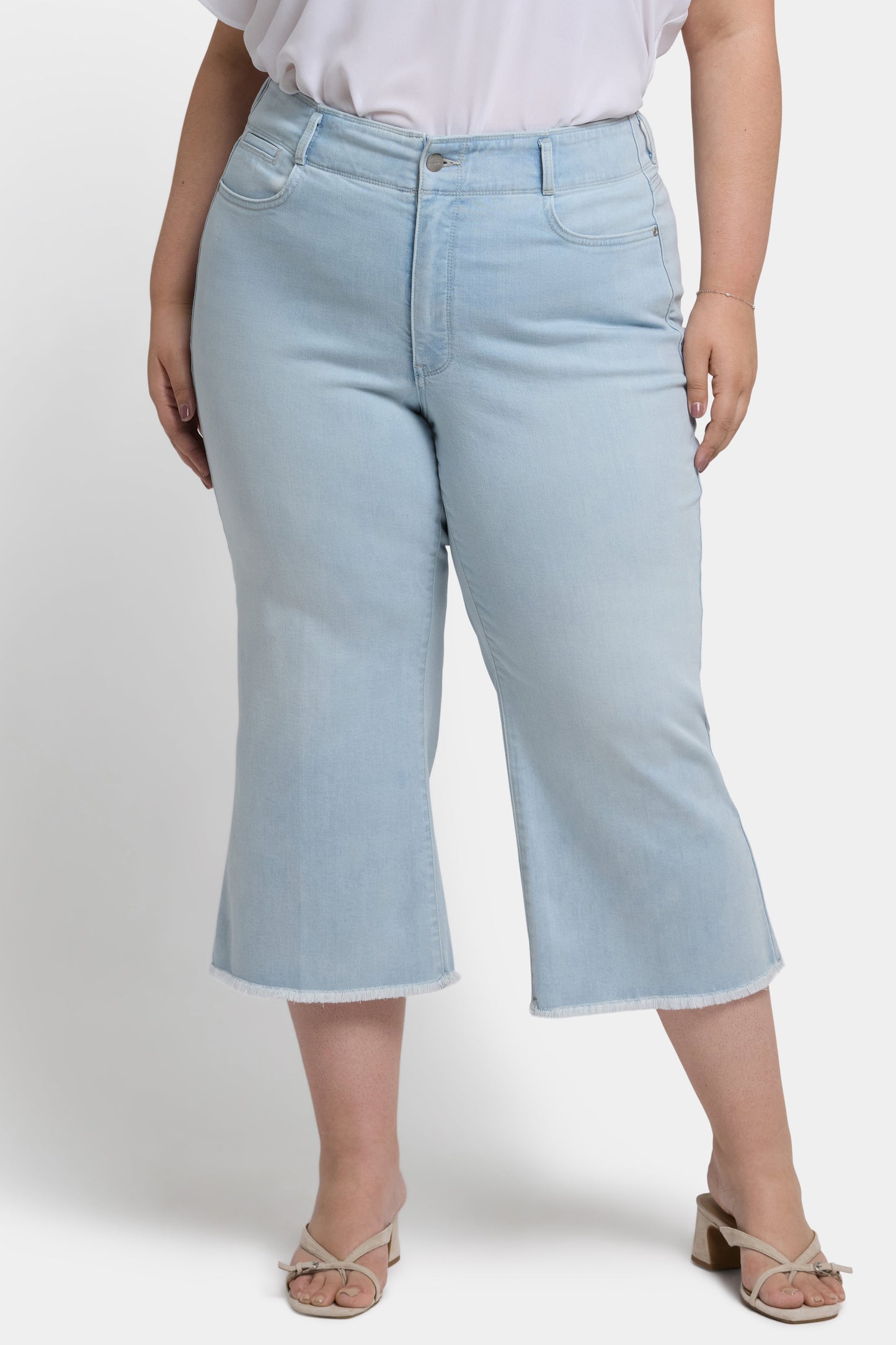 Brigitte Wide Leg Capri Jeans In Plus Size - Clear Waters