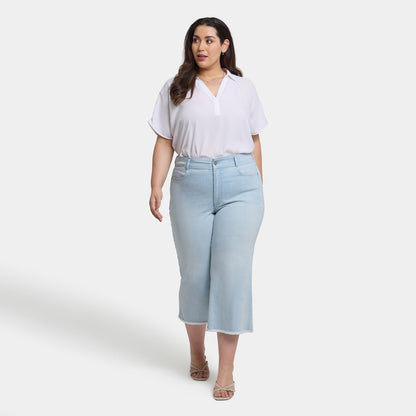 Brigitte Wide Leg Capri Jeans In Plus Size - Clear Waters
