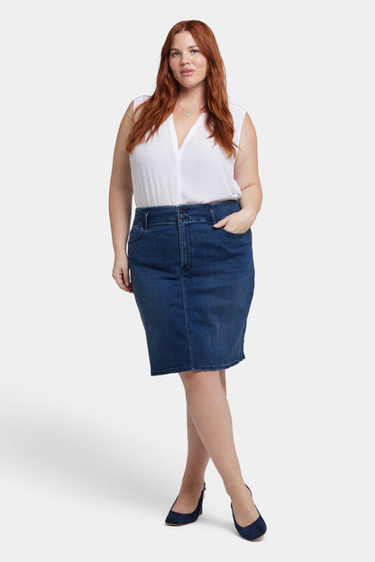 High Waist Skirt In Plus Size - Ibiza Blues