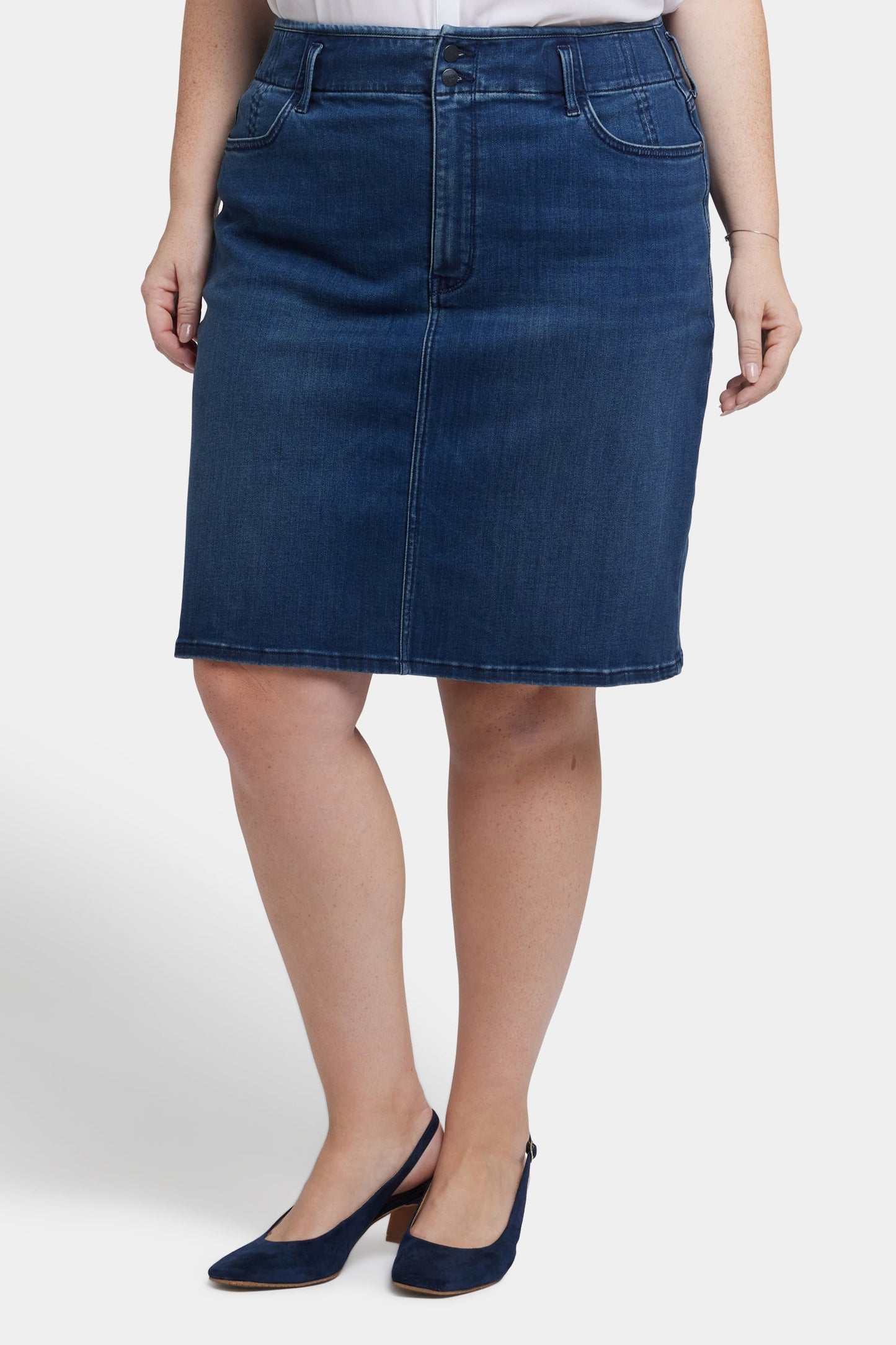 High Waist Skirt In Plus Size - Ibiza Blues