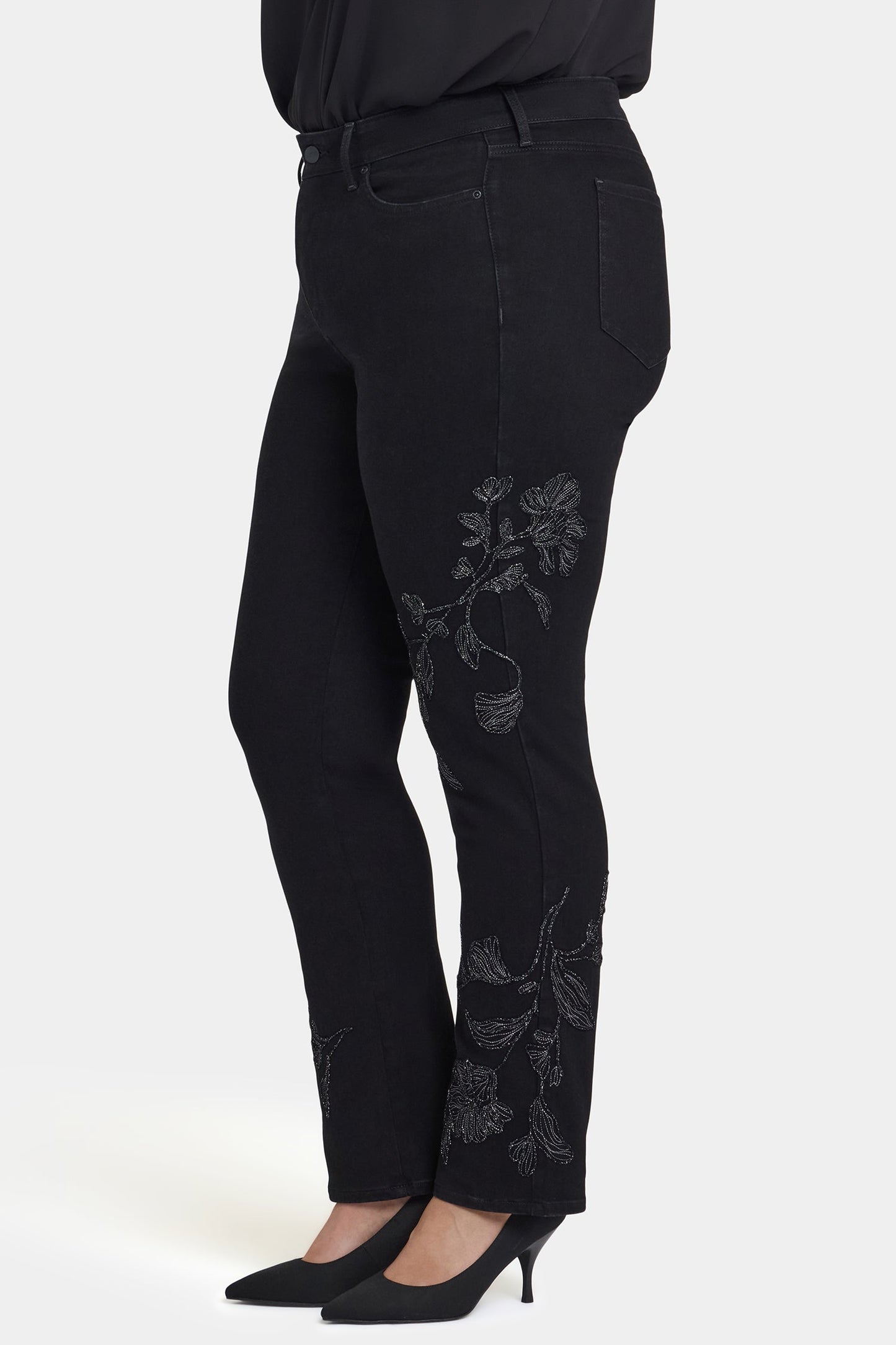 Marilyn Straight Jeans In Plus Size - Black Rinse