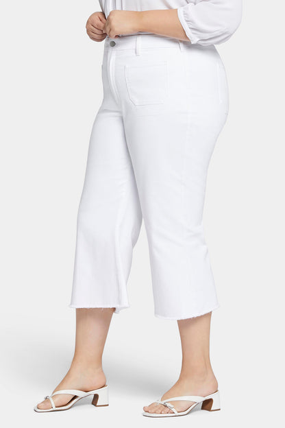Patchie Wide Leg Capri Jeans In Petite Plus Size - Optic White