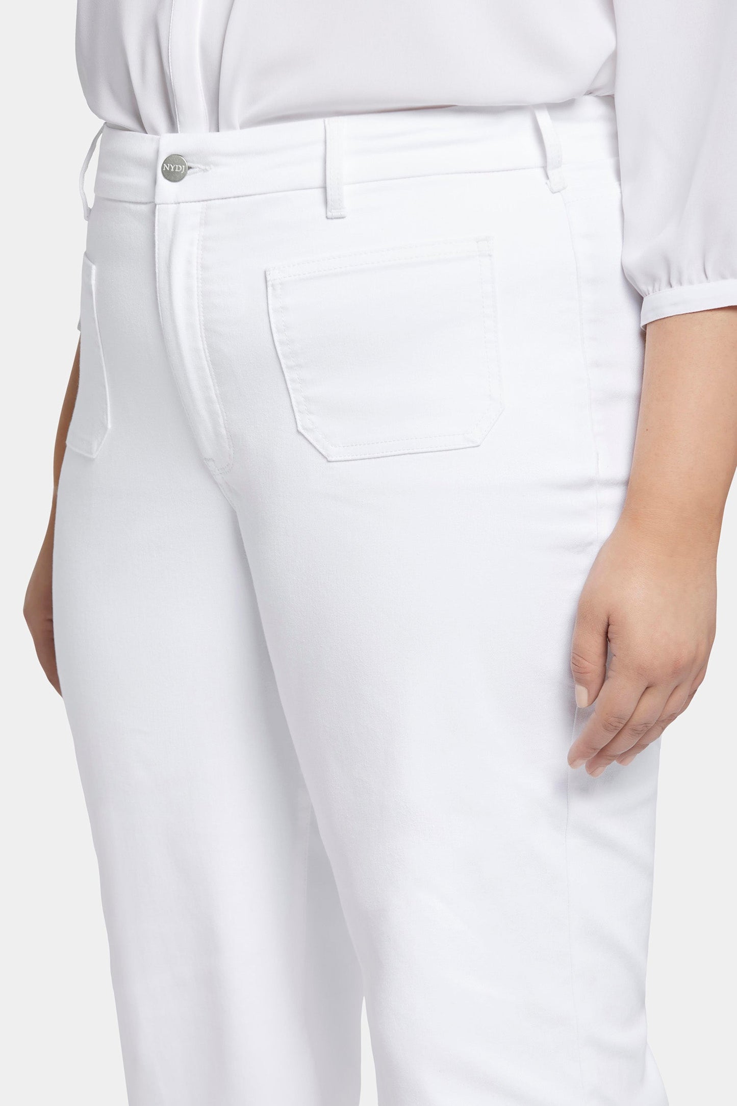 Patchie Wide Leg Capri Jeans In Petite Plus Size - Optic White