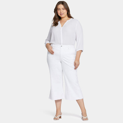 Patchie Wide Leg Capri Jeans In Petite Plus Size - Optic White