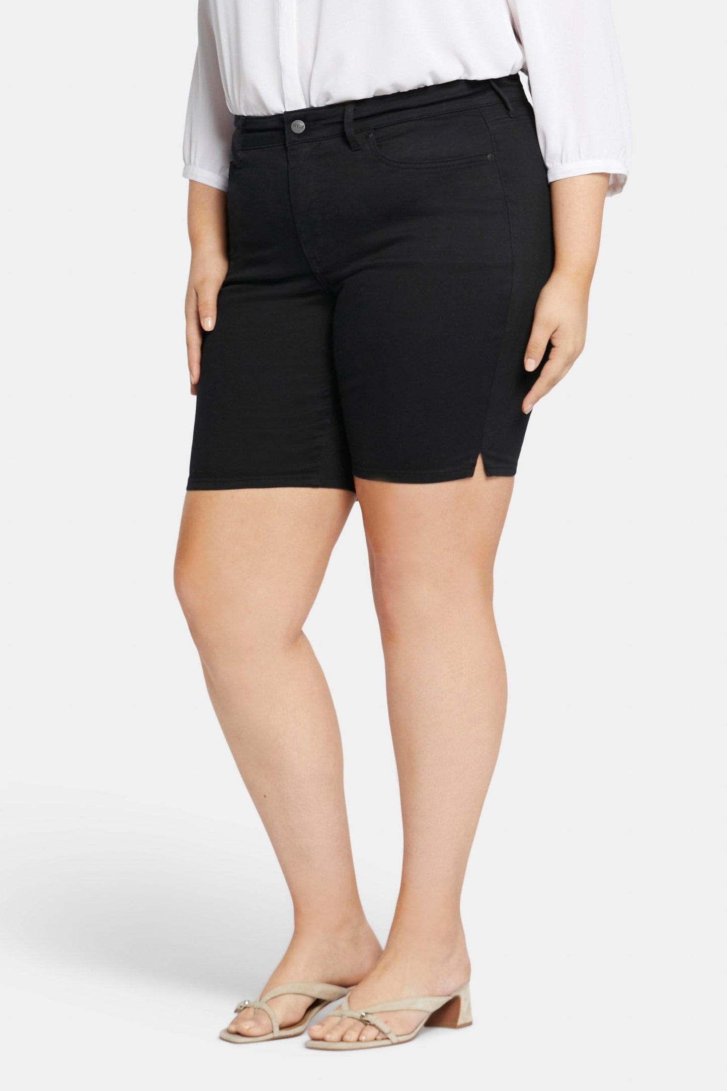 Ella Denim Shorts In Petite Plus - Black