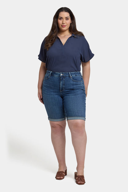 Briella 11 Inch Denim Shorts In Plus Size - Valencia Surf