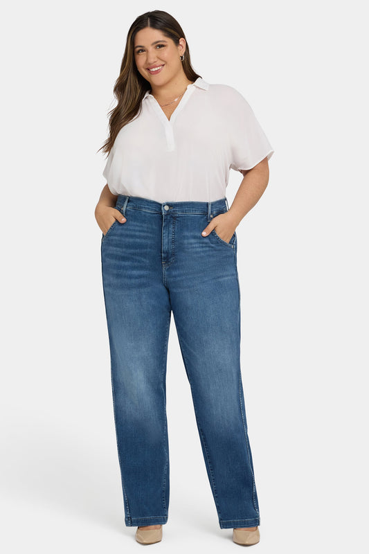 Brooke Loose Straight Jeans In Plus Size - Opera Blue